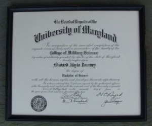 University-Maryland-Diploma-Edward-Downey